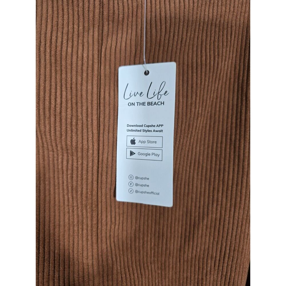 NWT Cupshe Courdoroy Overall Shorts Swim Coverup Size Med - Picture 5 of 8
